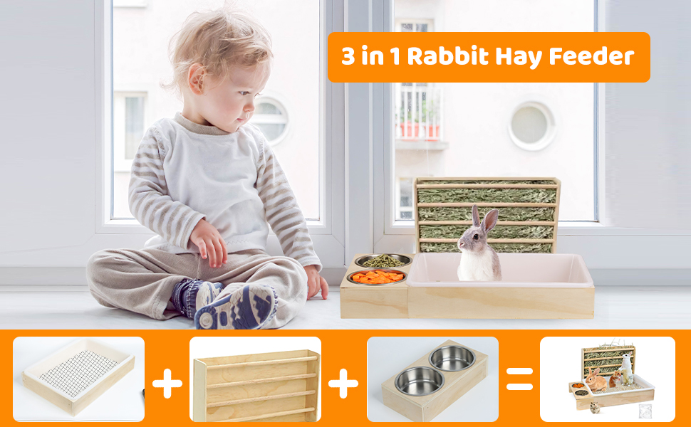 3 in 1 Rabbit Hay Feeder