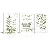 sechars Botanical Plant Canvas Wall Art Minimalist Boho Leaves Painting Pictures Decor Modern Gre...