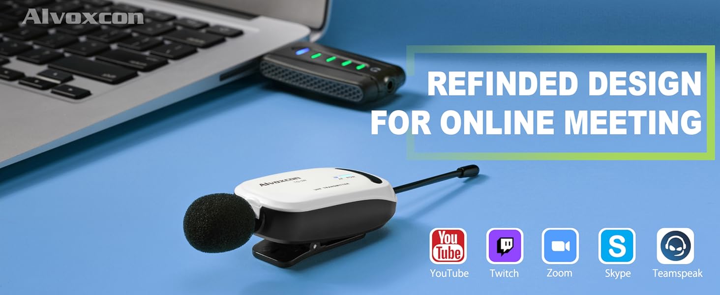 Alvoxcon Wireless Lapel Microphone for Computer, USB