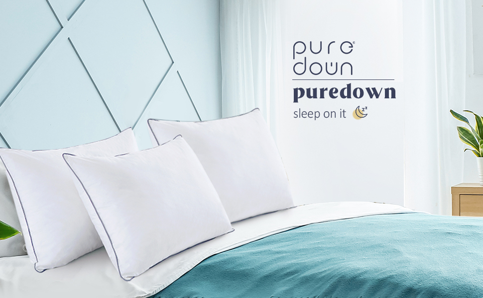 Puredown® Goose Feathers and Polyester Fiber Pillow, Made