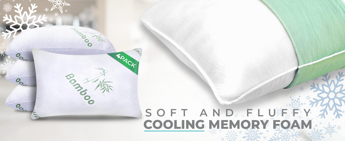 HG2050-4 4-Pack Green Queen Pillows - Soft and Fluffy