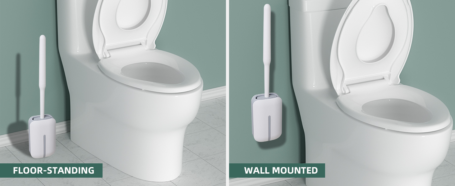 Hibbent Toilet Brush with Ventilated Drying Holder, Silicone Toilet