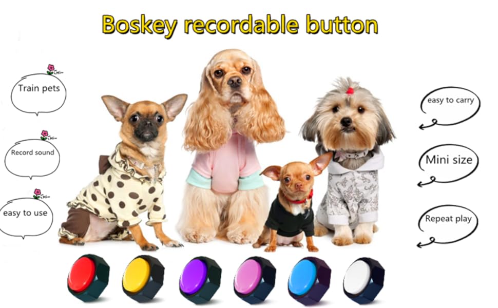 BOSKEY Set of 6, Dog Speech Training Buzzers, Recordable Buttons