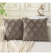 Cozoomy Set of 2 Soft Moroccan Throw Pillow Covers 18x18 Inch Plush Boho Decorative Pillow Cover ...