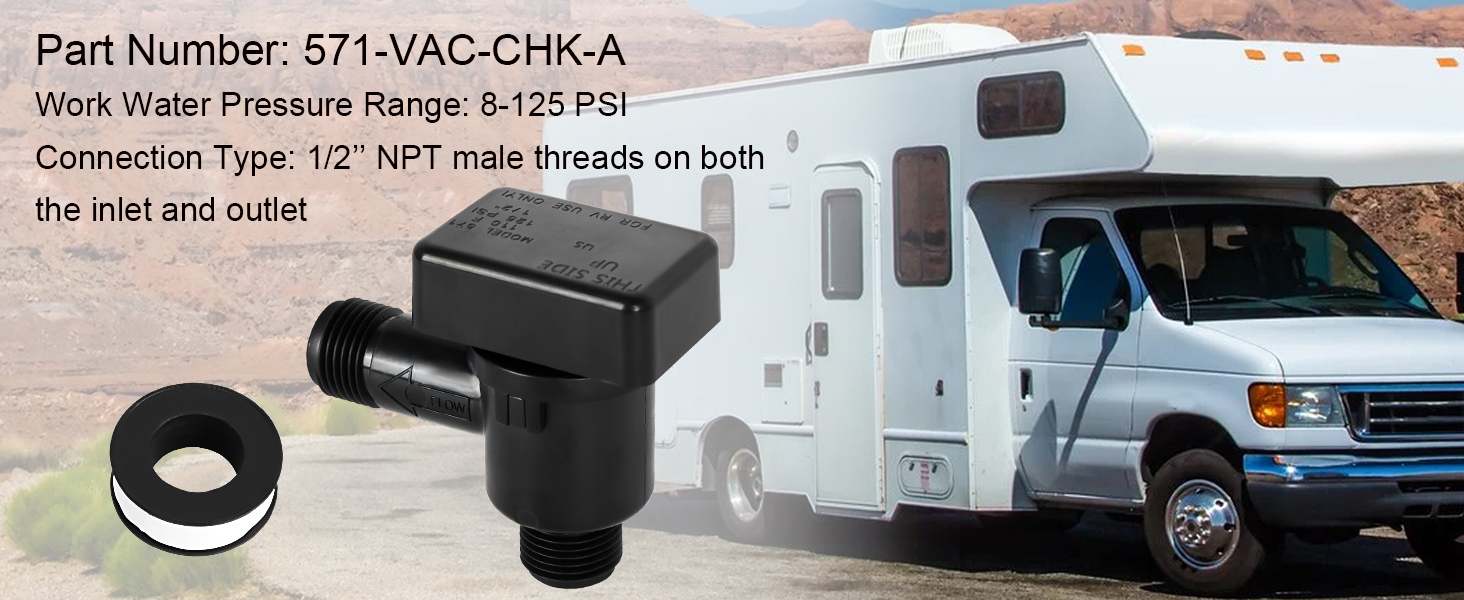 RV Vacuum Breaker Check Valve,571VACCHKA Camper RV Black