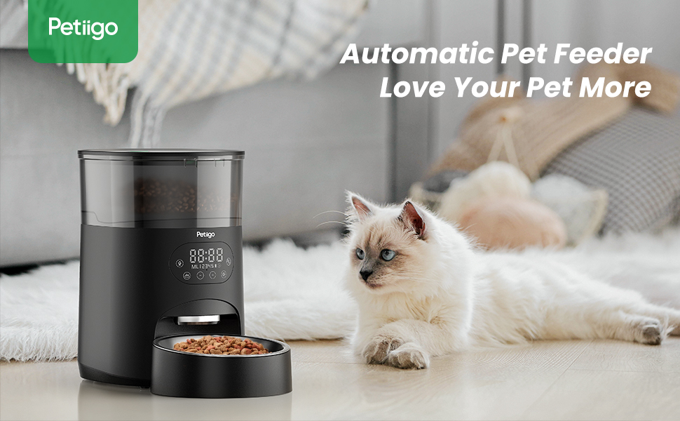Petiigo Automatic Cat Feeder, 4L Timed BPA Free Cat Feeder ClogFree