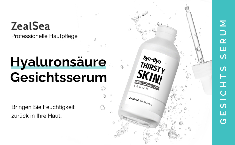ZealSea 60ml Hyaluron Serum, Pure Hyaluronic Acid Gesichtsserum