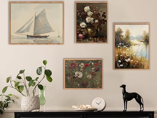 陶板 抽象ART vintage item Amazon.com: ARTZIO Framed Canvas Wall Art–Minimalist