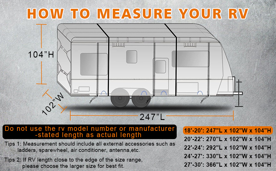Richeer 1820 ft 300D Travel Trailer RV Cover, Windproof & AntiUV