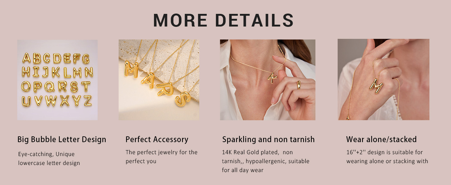 non tarnish gold letter necklace for women jewelry