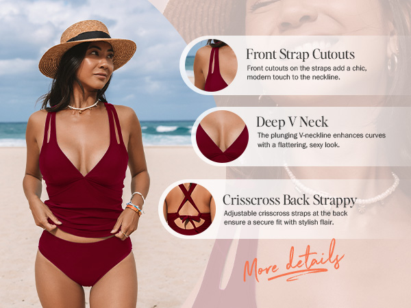 Amazon.com: CUPSHE Women's Tankini Set Two Piece Swimsuit