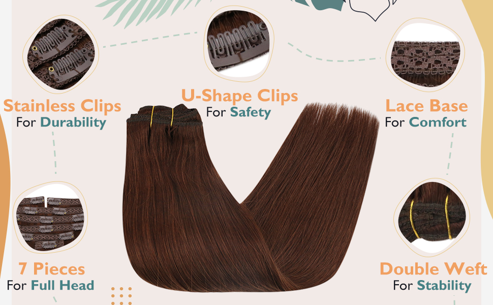 auburn clip in hair extensions human hair