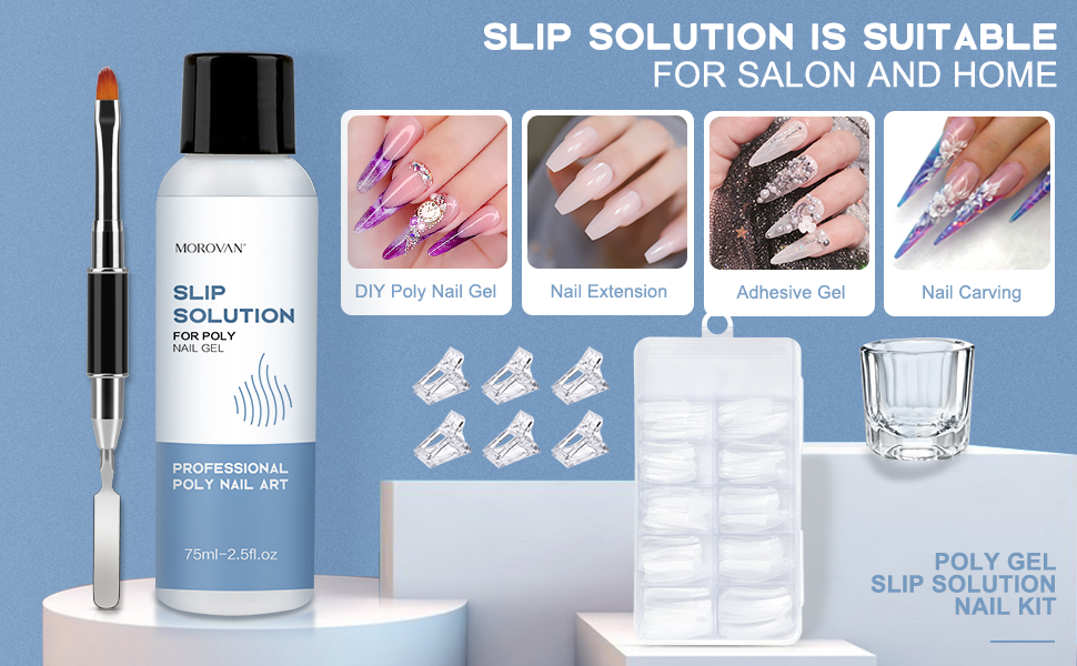 Morovan Slip Solution Poly Gel 2.5oz Nail Extension Gel Slip Solution