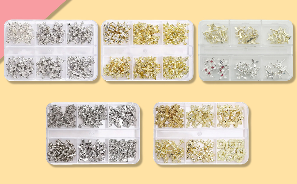 gold cross nail charms