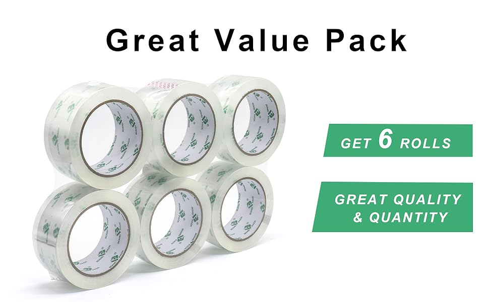 Crystal Clear Packaging Tape, Heavy Duty Carton Sealing Shipping