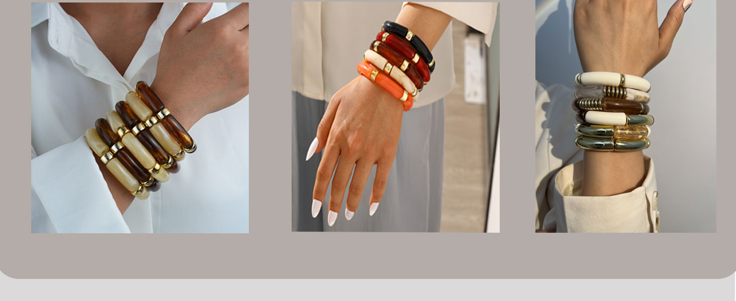 6 pcs acrylic stackable bracelets