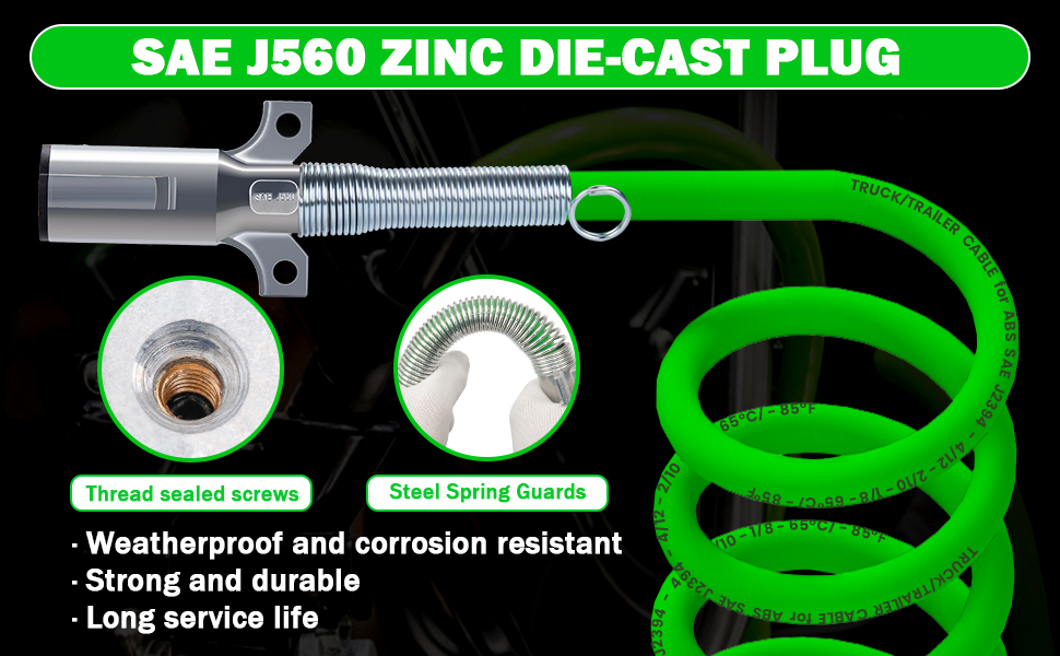 CheeMuii 2 Pack 7 Way Trailer Cord 12 FT ABS Electrical