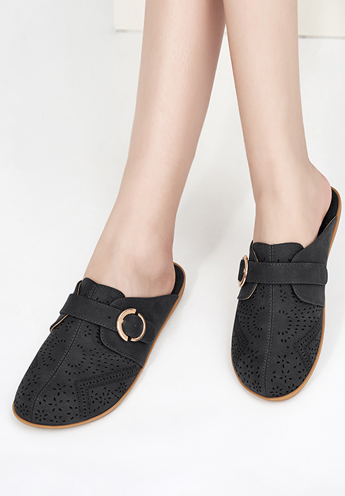 Womens Clog Casual Slip on Mules Flats Comfortable Flip Flop Sandals for Women PU Leather Shoes