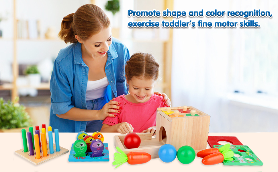 Montessori Toys for 1 2 3 Year Old, 5 in 1 Wooden