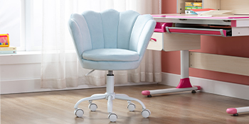Velvet Kids Desk Chair Swivel Computer Chair For Children Girls Study Office, Height Adjustable, Blue 18 1