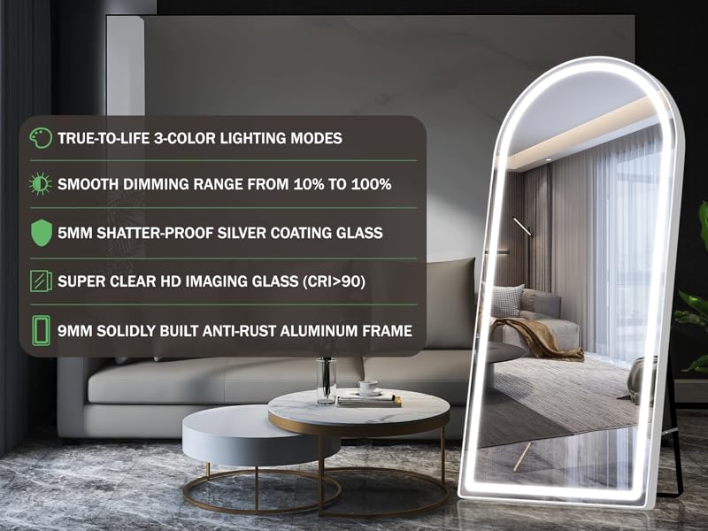 FENNIO 70"x32" Large Luxury Wall Mounted Mirror with LED