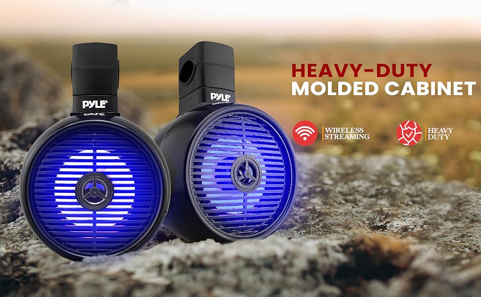 PyleUsa 8” Waterproof OffRoad Speakers 300W 2Way Marine Wakeboard Tower Sound