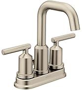 Moen Gibson Brushed Nickel Two-Handle Centerset High Arc Modern Bathroom Faucet with Drain Assemb...