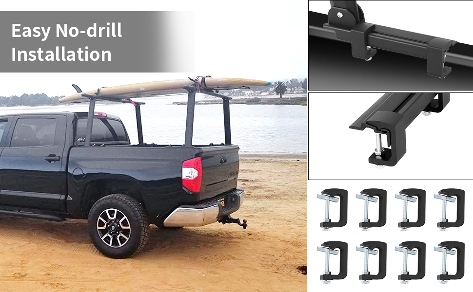 WEIZE Truck Rack, Aluminum Truck Bed Ladder Rack for Pick