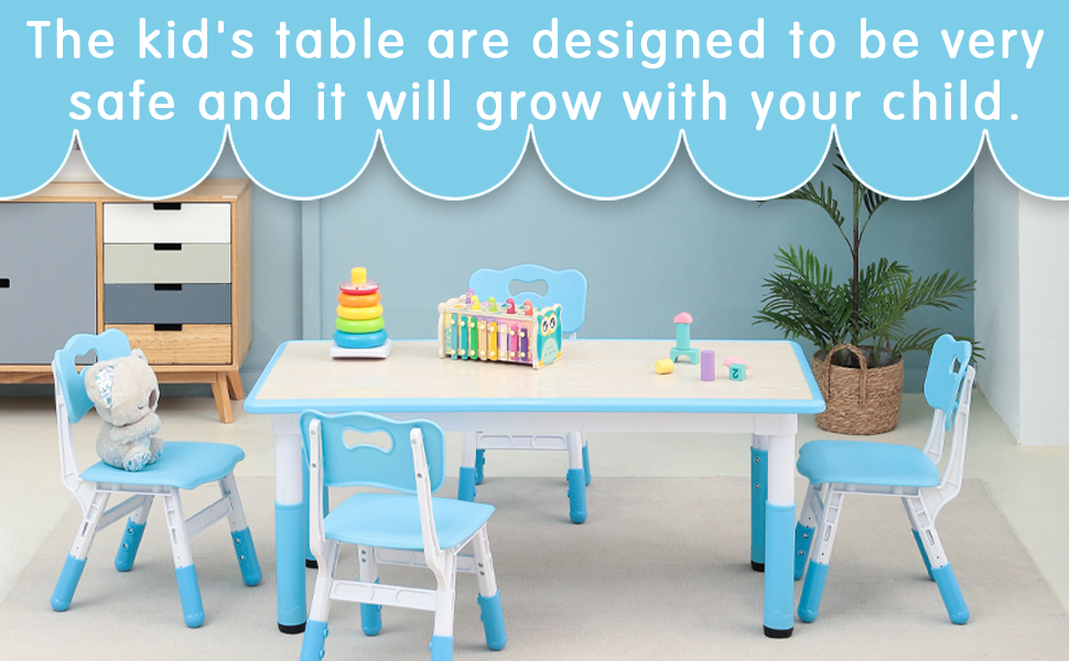 JONUTATO Kids Table and Chair Set, HeightAdjustable