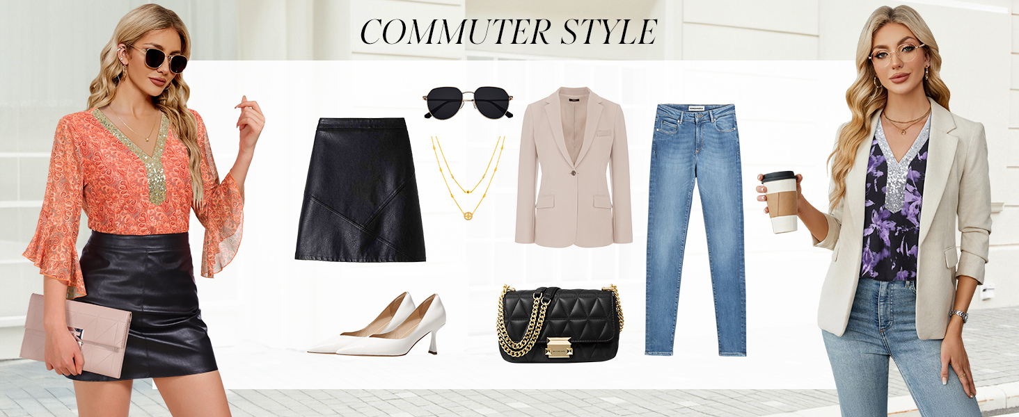 Womens Tops Sparkly Holiday Party Fall Outfits for Women 3 4 Sleeve Blouses