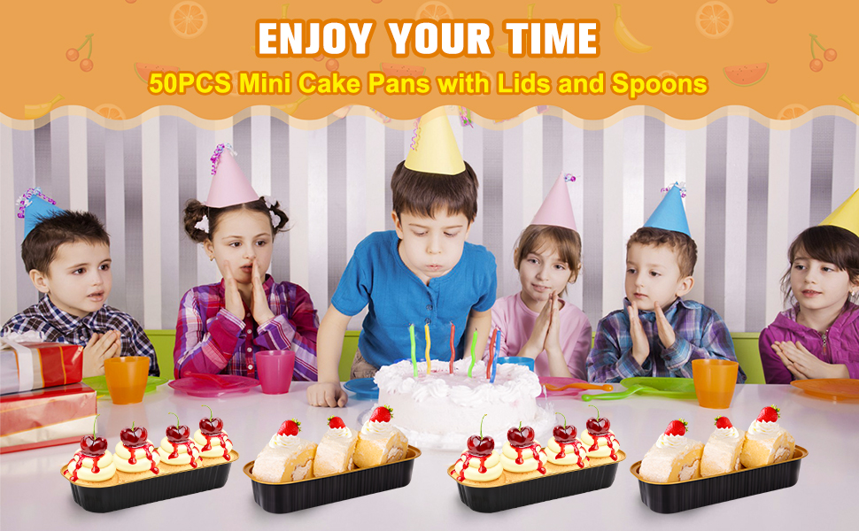 YJTIMEGS 50 Pack Mini Cake Pans with Lids and Spoons, 6.8oz