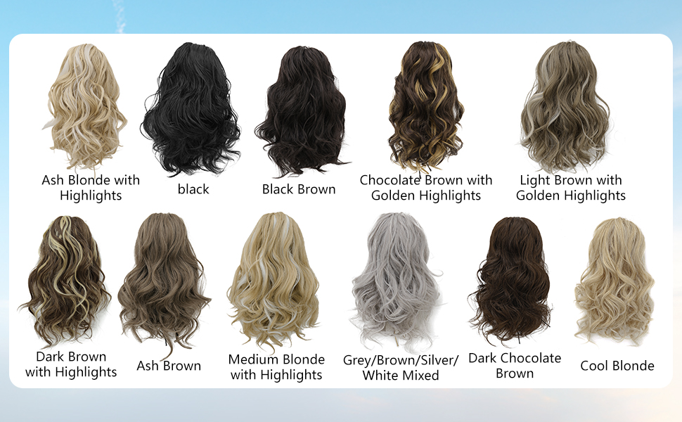 Short Ponytail Extension, Curly Wavy Claw Clip Pony tails Hair Extensions for Women