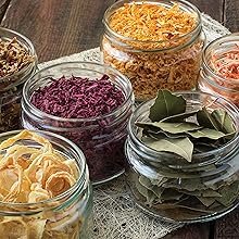 Photo of dried herbs and seasonings.