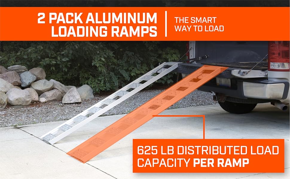 CargoSmart Aluminum Straight Fixed Ramp with Treads (2pk) Easily and