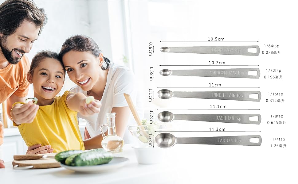 Measuring Spoons (5 Pcs)，Stainless Steel Mini Measuring