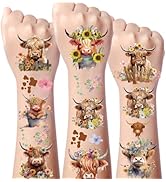 Gameza Highland Cow Temporary Tattoos - 224+ Highland Cow Tattoos Sticker Highland Cow Birthday P...