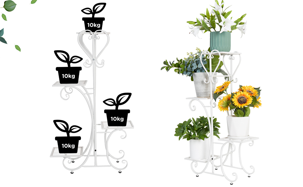 18円 爆買い フラワースタンド アイアン 室内 白 4段 植木台 ベランダ 花台 プランター