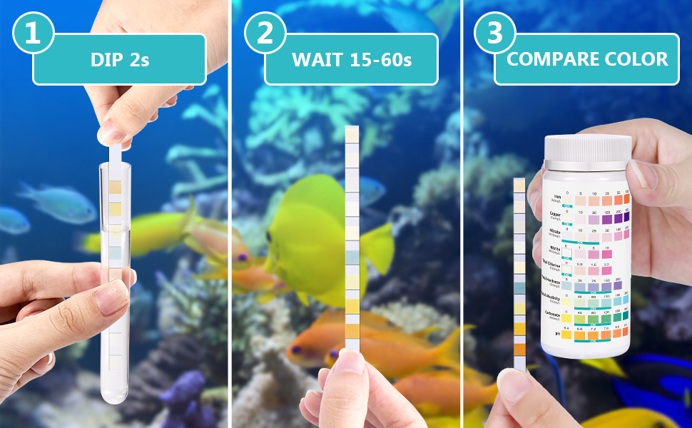 Aquarium Test Strips for Freshwater Fish 9 in 1 Fish Tank Water Testing Kit for Aquarium Pond