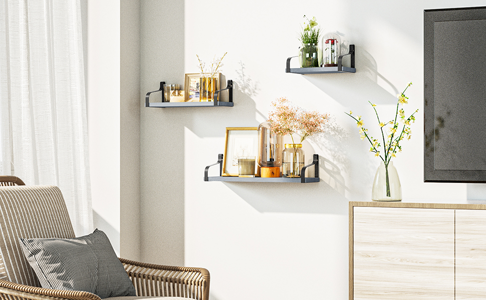 LoveKANKEI Floating Shelves Wall Mounted Rustic Wood Wall Shelves