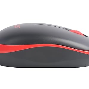 Acer Flow Wireless Mouse | 1600 DPI Optical Sensor | 2.4GHz Wireless with USB Nano Receiver | Ergonomic Lightweight Design | Smooth Tracking for Laptop, PC & Mac – Black/Red 60 3