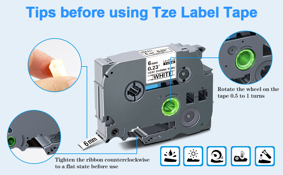 UniPlus 3X Compatible with Brother 5.8mm Heat Shrink Tube Label Tape