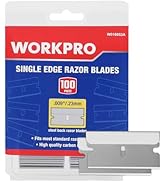 WORKPRO 100-Pack Single Razor Edge Blades, Industrial Scraper Razor Blades, High Carbon Steel One...