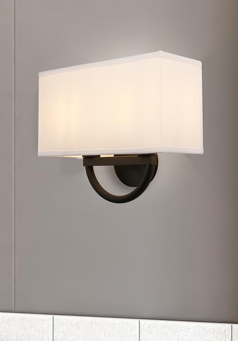 JiMuBeam White Fabric Lampshade Wall Sconces for Living Room, Bathroom, Kitchen, Bedroom