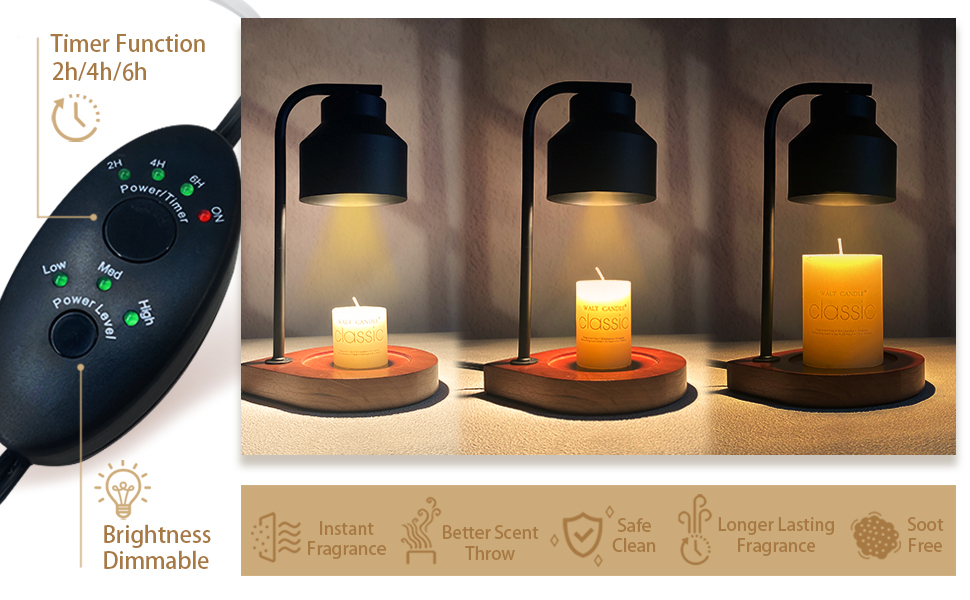 JAMZEL Candle Warmer Lamp with Timer,Dimmable Electric