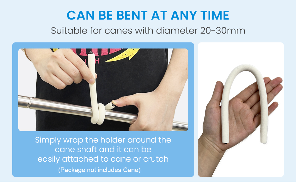  The holder is 12.6" long, and can be wrapped 2 times on the crutch with a diameter of 20mm~30mm