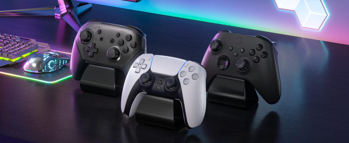 PlayVital Stand-AL Game Controller Stand for ps5, for ps4, Universal Desktop Display Gamepad Stand for Xbox Series X/S, Xbox One, Aluminium Metal Controller Stand Holder for Switch Pro - Black 11 Controller Stand for ps5, for ps4, Universal Desktop Display Gamepad Stand for Xbox Series X/S