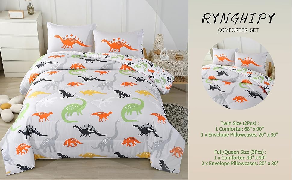 RYNGHIPY Dinosaur Comforter Sets for Kids Boys, Super Soft