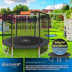 KESSER® Belastbaren Trampolin Outdoor Kinder trampelt bis 150 kg | Sicherheitsnetz & Montagezubehör inklusive | Gartentr 3b658c9d C133 4a81 8cb9 A86b890d9f4e. CR0,0,3000,3000 PT0 SX300 V1