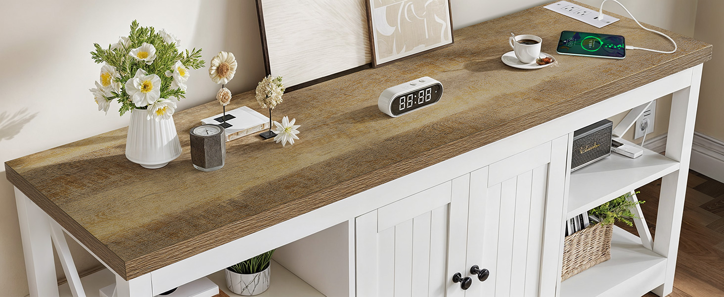 YITAHOME TV Stand for Living Room, Farmhouse Entertainment