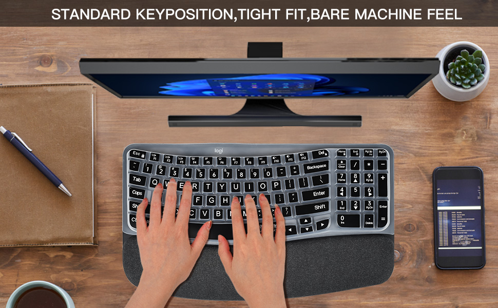 Large Print Keyboard Cover for 2023 Logitech Wave Keys